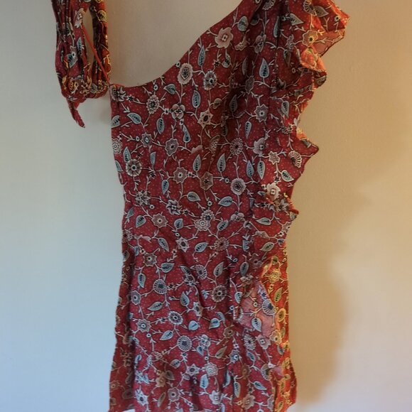 mini dress floral print linen ruffle - Picture 2 of 16